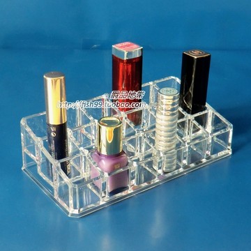 口红展示架 唇彩口红收纳盒展示座 公主欧式 透明水晶化妆盒