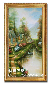 纯手绘托马斯欧式风景油画 玄关客厅卧室有无框画-- 美的乡村