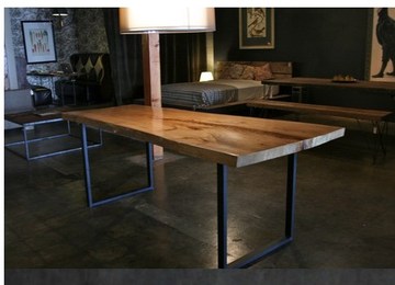 美式乡村复古实木餐桌LOFT风格铁艺餐桌书桌办公桌电脑桌简约工业