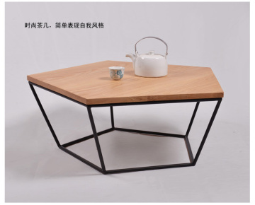 美法式铁艺实木茶几五边形个性时尚不规则创意客厅茶几现代简约