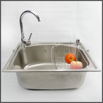 加厚橱柜厨房不锈钢拉丝单盆水槽洗菜盆 超深大容量单槽套餐5641