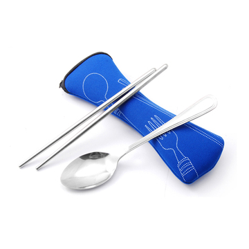 韩国可买思KOMAX钢化玻璃饭盒专用高档不锈钢勺筷餐具