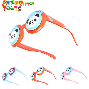 2014少年王子熊猫可翻盖儿童墨镜男女潮软体太阳镜4-10岁DHR8051