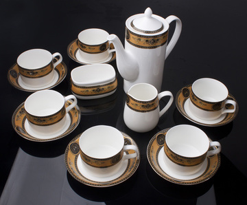 欧式骨瓷咖啡杯碟套装 咖啡具茶具 金边 经典 中秋礼品 送礼包邮