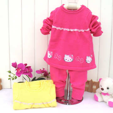 女童秋装 女宝宝小童小孩童装两件套线衣婴儿幼儿韩版毛衣套装