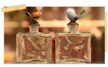 你可居品牌/乡村田园蓝绿色小鸟玻璃瓶/许愿瓶/幸运星瓶创意礼品