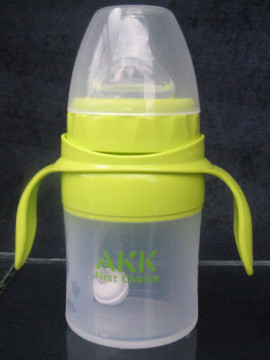 宝宝婴儿抗菌全硅胶奶瓶 带手柄宽口径带吸管 正品包邮 婴儿用品