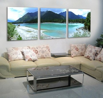现代客厅装饰画沙发背景墙上挂画三联画无框画美式瓷板画玄关壁画
