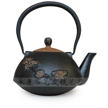 铸铁茶壶 保健工艺茶壶 老铁壶 铁瓶新款银杏1.0L出口日本
