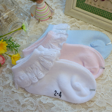 10双包邮婴儿童女宝宝棉袜子透气网眼花边短袜 公主袜船袜 夏季