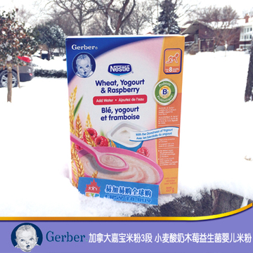 加拿大嘉宝米粉 3段益生菌 小麦酸奶木莓婴儿米粉 进口gerber辅食