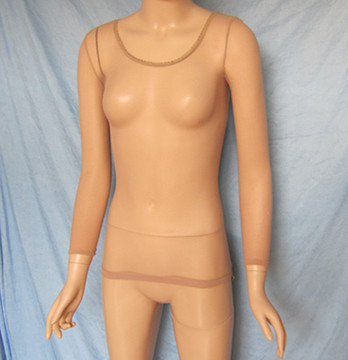 大码女士3D超薄透明高弹丝圆领长袖性感诱惑丝袜紧身上衣04-024
