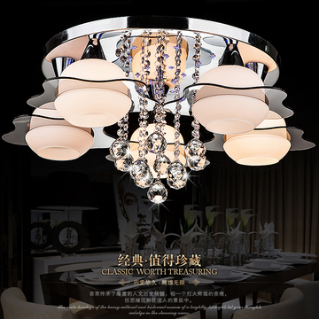 现代简约LED客厅K9水晶灯具 卧室吸顶灯时尚书房餐厅创意灯饰 圆