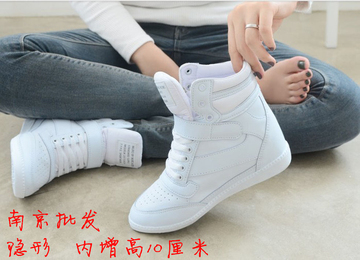 冬季新款高帮真皮韩版女士内增高10厘米运动休闲鞋旅游鞋女单鞋女