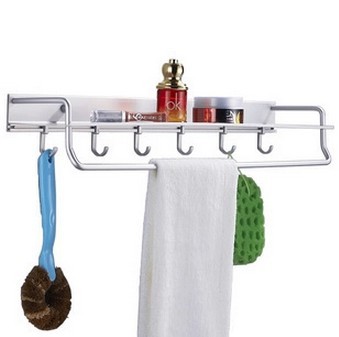 太空铝托盘 浴室置物架带毛巾杆带钩 厨房调料调味瓶架