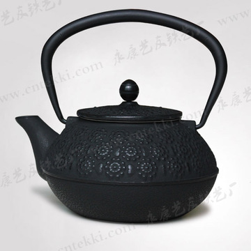 厂家直销铸铁茶壶 生铁壶 保健茶壶 搪瓷氧化膜可选樱花0.9L