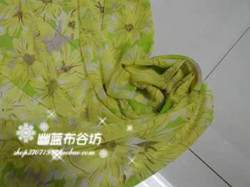 雪纺印花面料/向日葵花型（优质绒雪纺，8元半米）