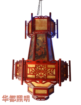 中式羊皮吊灯客厅灯具仿古木艺吊灯豪华酒店工程灯中国风吊灯