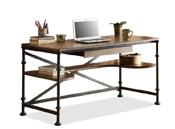 欧式特价仿古家具铁艺阅览桌办公桌实木做旧仿古防锈工作台包邮