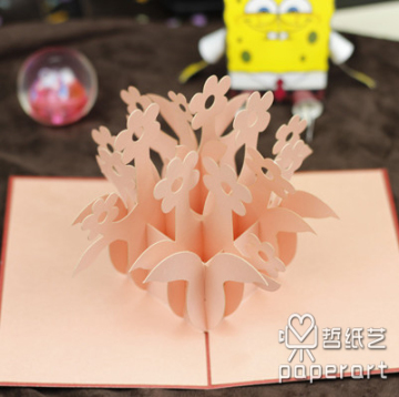 diy手工制作可折叠式花篮纸雕模型 3D立体精美圣诞节纸雕贺卡
