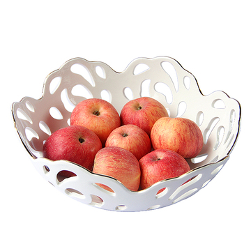 特价包邮促销高档13寸欧式陶瓷水果盘镂空水果篓创意水果碗礼品装