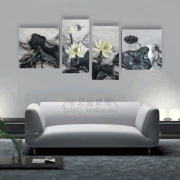 树脂浮雕画客厅挂画现代时尚壁画立体装饰画沙发背景画 荷塘月色