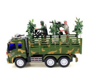 晨禾[耐摔王]惯性军事运输卡车迷彩士兵带枪仿真战争装备儿童玩具