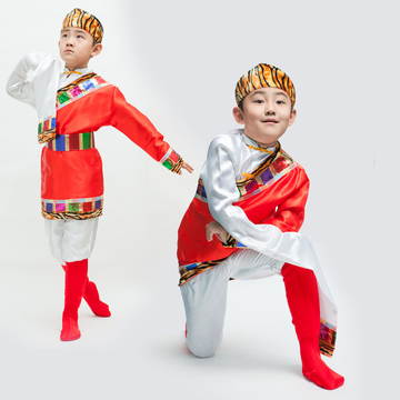 云南少数民族服装西藏族童装服饰男儿童舞蹈学生表演出服舞台服装