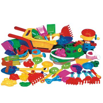 特价儿童沙滩沙水塑料游戏戏水玩沙玩具玩水 特大沙水工具箱 45件