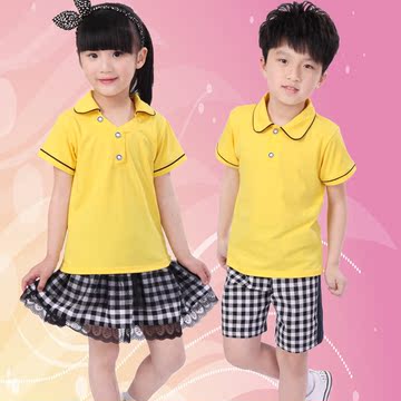 幼儿园服 夏款批发 儿童黄色套装园服 幼儿园园服儿童班服运动服