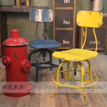 欧美工业风个性靠背复古彩色餐椅酒吧椅装饰家具