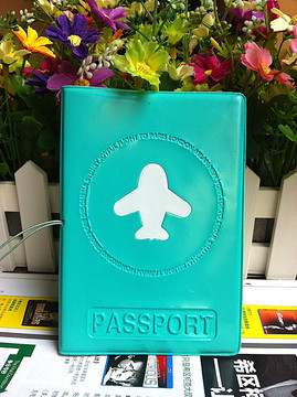 青色 飞机 护照套 护照夹 证件套 出国旅游留学必备 仿皮短款