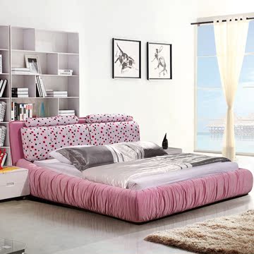 新款布艺床小户型布床双人床1.8米 1.5米床可拆洗软体床现代简约
