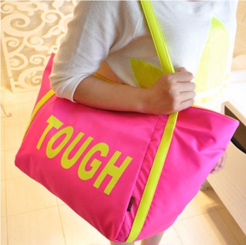 新款韩版潮 TOUGH夏季旅行包 字母拼色大包包大容量单肩包