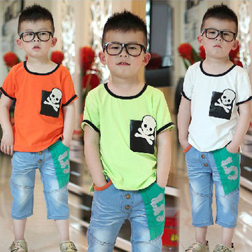 2015夏装新款韩版童装儿童服装男童短袖t恤纯棉海军打底衫体恤潮