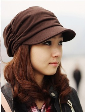 帽子女 时尚褶皱韩版潮春秋款时装帽 休闲渔夫帽