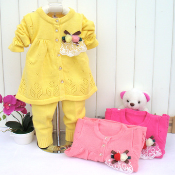 女宝宝毛衣 婴幼儿韩版毛衣套装两件套小孩衣服儿童服饰童装秋款