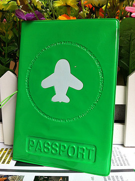 活力绿色 飞机 护照套 护照夹 证件套 出国旅游留学必备 仿皮短款