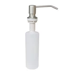 厨房水槽皂液器 不锈钢拉丝头朔料瓶 防腐蚀 厨房洗洁精瓶