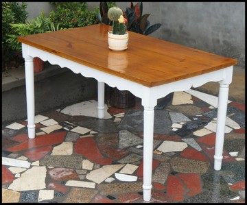 厂家直销 实木地中海餐桌  长方桌子 实木做旧风格桌子 全实木