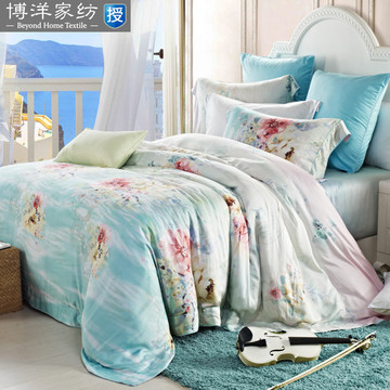 博洋家纺韩式田园印花莫代尔床上用品秋冬被套床单4四件套1.5特价