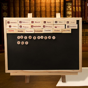 韩版小情调木质日历磁性家用小黑板 可爱田园支架式留言板记事板