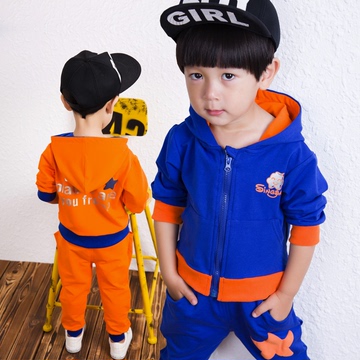 2016童装秋款新品韩版男童小卫衣中小童休闲套装两件套潮流