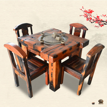 实木家具老船木茶桌椅组合客厅阳台石头茶几泡茶艺桌小型功夫茶台