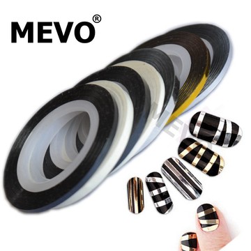 MEVO美甲金银线 加宽加粗 背胶贴纸 金属线 线条金银黑白 2mm3mm