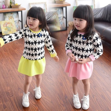 2017春装 韩版童装女童两件套洋气儿童气质卫衣短裙套装 特价