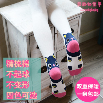 韩版童装女童打底袜舞蹈袜中大儿童卡通猫咪针织加绒加厚连裤袜子