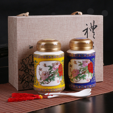 700ml蜂蜜陶罐旋口罐陶瓷膏方专用罐 青花瓷大号茶叶密封罐储存罐