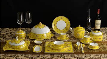 2014APEC同款国宴碗盘碟45%高骨瓷餐具瓷器套装陶瓷牡丹新婚礼品
