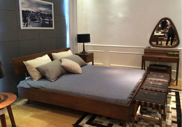 现代简约1.5米1.8米实木床黑胡桃木大床日式宜家婚床2.2米可定制